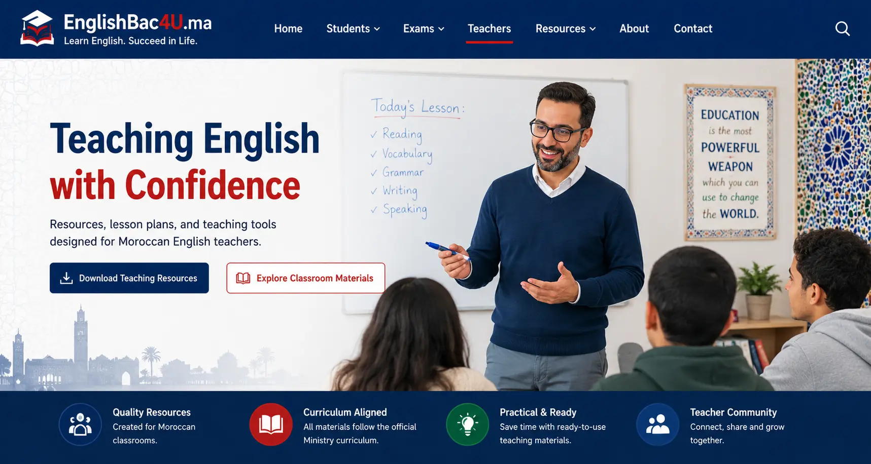 Teacher working with students